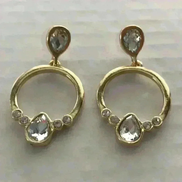 Charter Club new Gold Crystal Circle Drop Earring - Picture 2 of 8